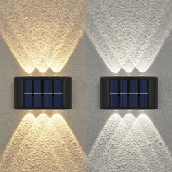 Lumini solare cu 6 LED-uri, lampă de perete pentru atmosferă exterioară, control al luminii în sus și în jos pentru grădină, cur