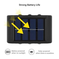 Lumini solare cu 6 LED-uri, lampă de perete pentru atmosferă exterioară, control al luminii în sus și în jos pentru grădină, cur