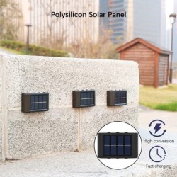 Lumini solare cu 6 LED-uri, lampă de perete pentru atmosferă exterioară, control al luminii în sus și în jos pentru grădină, cur
