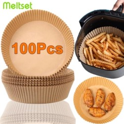 50/100 buc hârtie de unică folosință pentru friteuza cu aer, hârtii antiaderente pentru copt, rotunde, căptușeli de hârtie pentr