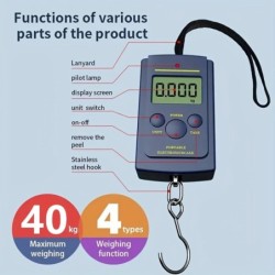 40 kg multifuncțional mini electronic digital portabil cântar agățat cântărește instrument pentru pescuit bagaje valiza cântar c