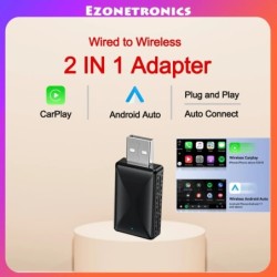 Adaptor CarPlay Android Auto 2 în 1 cu fir la wireless pentru sistemul stereo auto OEM cu USB Plug and Play