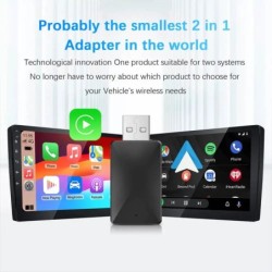 Adaptor CarPlay Android Auto 2 în 1 cu fir la wireless pentru sistemul stereo auto OEM cu USB Plug and Play