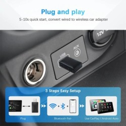 Adaptor CarPlay Android Auto 2 în 1 cu fir la wireless pentru sistemul stereo auto OEM cu USB Plug and Play