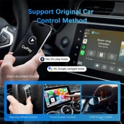 Adaptor CarPlay Android Auto 2 în 1 cu fir la wireless pentru sistemul stereo auto OEM cu USB Plug and Play