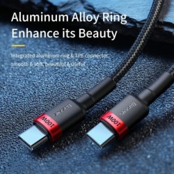 Cablu de încărcare rapidă Baseus USB tip C la USB C pentru iPhone 15, 100W/5A PD, pentru Macbook, Xiaomi, Samsung, cablu de tip 