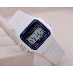 Ceasuri digitale sport cu LED pentru bărbați Ceas electronic cu cadran pătrat și simplu, cu bandă din silicon