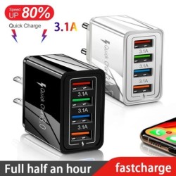 Încărcător USB cu 4 porturi, mufă UE/SUA, adaptor de încărcare rapidă 3A pentru iPhone, Samsung, Xiaomi, Oppo, încărcător de tel
