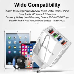Încărcător USB cu 4 porturi, mufă UE/SUA, adaptor de încărcare rapidă 3A pentru iPhone, Samsung, Xiaomi, Oppo, încărcător de tel