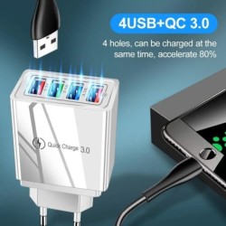 Încărcător USB cu 4 porturi, mufă UE/SUA, adaptor de încărcare rapidă 3A pentru iPhone, Samsung, Xiaomi, Oppo, încărcător de tel