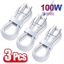 3 buc cablu USB tip C 100W 6A linie de încărcare super rapidă pentru Xiaomi Samsung Huawei Honor cabluri USB C de încărcare rapi