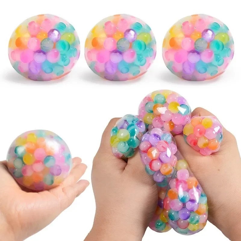 6cm copii exotice Pinch The Rainbow șirag de mărgele reducerea presiunii mingea de ventilație mingea de decompresie jucărie TPR 