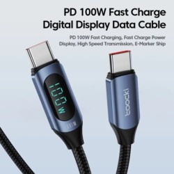 Cablu Toocki tip C la tip C 100W PD Încărcător rapid de încărcare Cablu de afișare USB C la USB C pentru Xiaomi POCO F3 Realme M