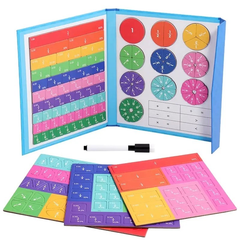 Puzzle-uri magnetice cu fracții pentru stăpânirea matematicii, iluminare Montessori, cu distracție, ajutor didactic aritmetic, j Puzzle-uri magnetice cu fracții pentru stăpânirea matematicii, iluminare Montessori, cu distracție, ajutor didactic aritmetic, j