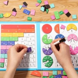 Puzzle-uri magnetice cu fracții pentru stăpânirea matematicii, iluminare Montessori, cu distracție, ajutor didactic aritmetic, j