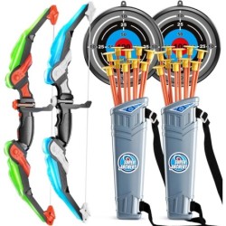Set arc și săgeată pentru copii, set de jucării de tir cu arc cu lumină LED pentru copii cu vârste cuprinse între 4-8 și 8-12 an