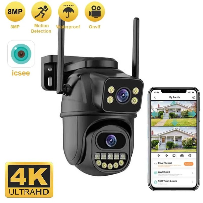 Cameră de supraveghere WiFi BELIA 4K 8MP, obiectiv dublu, zoom digital 4X, detecție umană cu inteligență artificială, ONVIF, cam Cameră de supraveghere WiFi BELIA 4K 8MP, obiectiv dublu, zoom digital 4X, detecție umană cu inteligență artificială, ONVIF, cam
