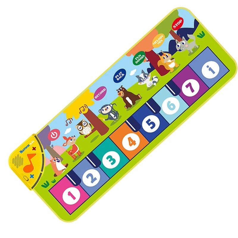 Coolplay Covoraș muzical pentru pian pentru copii mici, covoraș de dans cu claviatură de podea cu 8 sunete de animale, jucării e