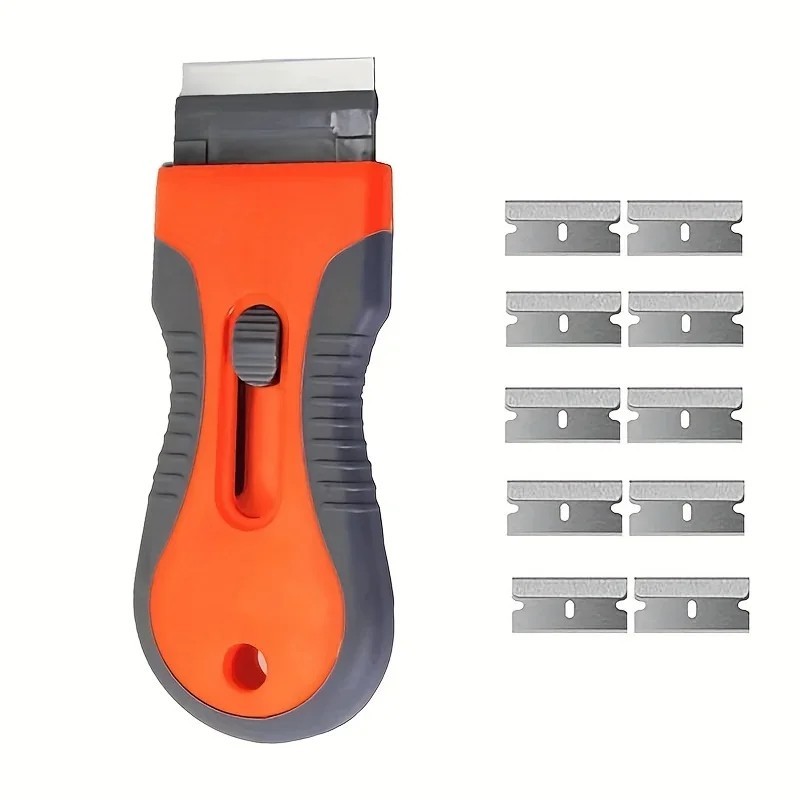 1 set lamă de îndepărtare a lipiciului cu 10 lame, cuțit telescopic de reglare, instrument de curățare pentru îndepărtarea etich