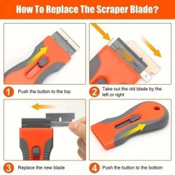 1 set lamă de îndepărtare a lipiciului cu 10 lame, cuțit telescopic de reglare, instrument de curățare pentru îndepărtarea etich
