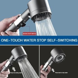 Cap de duș cu filtru de înaltă presiune, pulverizare reglabilă în 3 moduri, cu perie de masaj, robinet de ploaie, accesorii pent