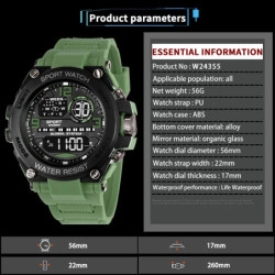 Ceas electronic de lux de top pentru bărbat, sport în aer liber, cronometru, calendar impermeabil, ceas digital 24355