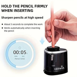 Ascuțitoare electrică, ascuțitoare automată pentru creioane, potrivită pentru creioane (6-8 mm), pentru studenți, școală și biro