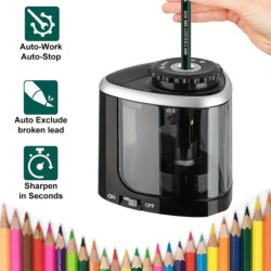 Ascuțitoare electrică, ascuțitoare automată pentru creioane, potrivită pentru creioane (6-8 mm), pentru studenți, școală și biro