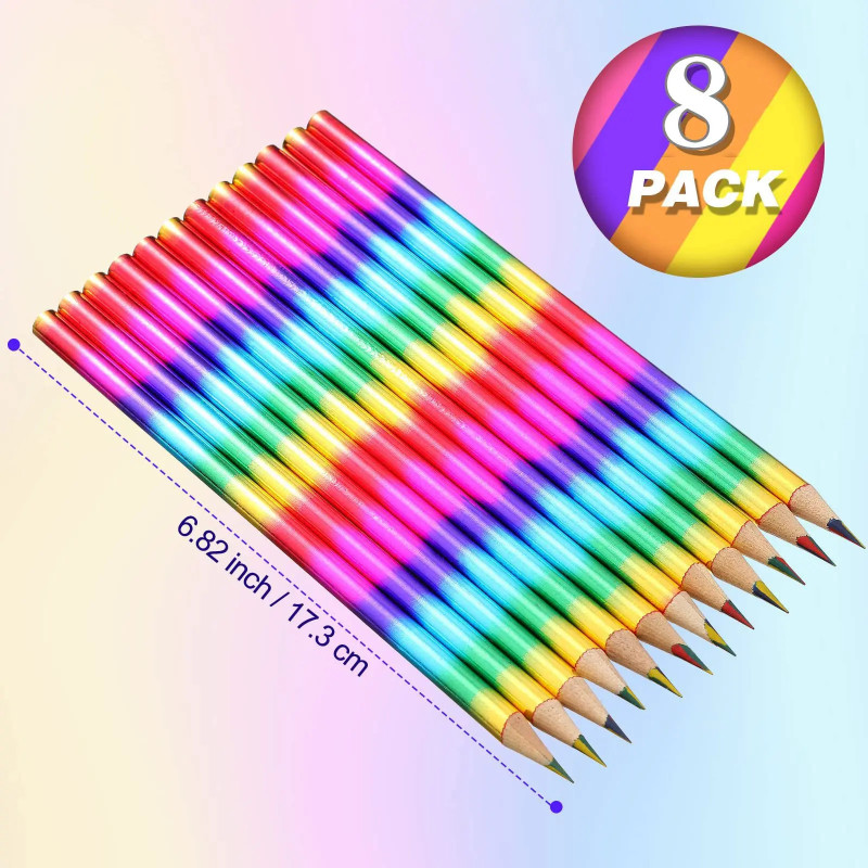 8/16 buc creioane curcubeu 4 culori în 1, creioane curcubeu, creioane colorate din lemn, creioane multicolore pentru copii, rech