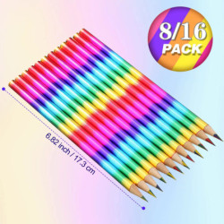 8/16 buc creioane curcubeu 4 culori în 1, creioane curcubeu, creioane colorate din lemn, creioane multicolore pentru copii, rech