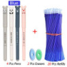4+2+20 buc/set Kawaii pixuri cu gel erasabile 0.35mm impermeabile albastru/negru/roșu cerneală gel papetărie rechizite școlare p