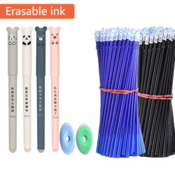 4+2+20 buc/set Kawaii pixuri cu gel erasabile 0.35mm impermeabile albastru/negru/roșu cerneală gel papetărie rechizite școlare p