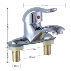 Robinet de baie cu două orificii, lavoar cu apă caldă și rece, pentru toaletă, bucătărie, baie, plastic, oțel, mixer de chiuvetă