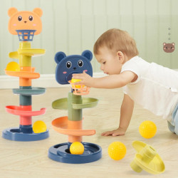 Jucării Montessori pentru bebeluși 0 12 24 36 luni Minge cu rulare pe pistă Push Pop Minge glisante Jucării pentru educație timp