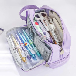 Geantă de creion pentru elevi de școală cu capacitate mare, multifuncțională, cutie de creion, culoarea macaroane, drăguță, potr