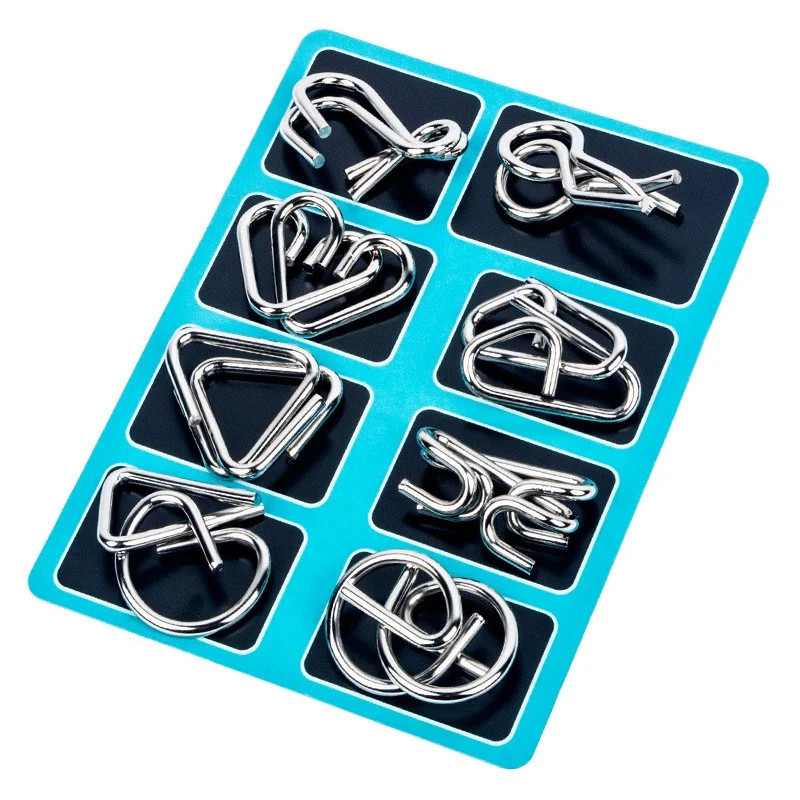 8 buc/set Metal Montessori Puzzle sârmă IQ minte creier Teaser Puzzle-uri adulți joc interactiv reliever jucării educative