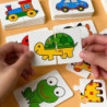 Carte de potrivire pentru copii mici, 32 de bucăți, jucării de puzzle educaționale Montessori timpurii, puzzle de desene animate