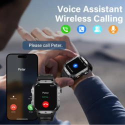 LAXASFIT Ceas inteligent pentru sporturi în aer liber 2,01 inch Ecran HD Lanternă LED Bluetooth Vorbire Ceas inteligent pentru b