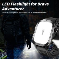 LAXASFIT Ceas inteligent pentru sporturi în aer liber 2,01 inch Ecran HD Lanternă LED Bluetooth Vorbire Ceas inteligent pentru b