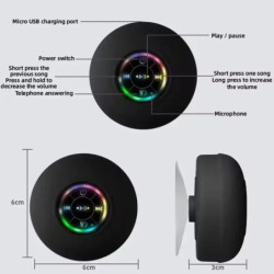 Difuzor portabil Bluetooth cu LED-uri impermeabile IPX4, cu ventuză mare pentru exterior, poate fi adsorbit, audio pe perete