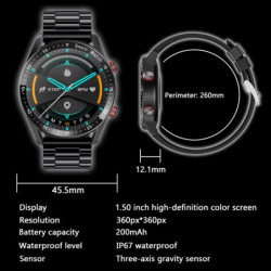 2024 Ceas inteligent Bluetooth pentru bărbați, afișaj HD 360 * 360, ritm cardiac, monitor de fitness, ECG + PPG, ceasuri intelig