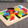 Blocuri de lemn Puzzle Jocuri de inteligență Jucărie Tangram Jigsaw Intelligence Colorat 3D Blocuri rusești Montessori Educațion