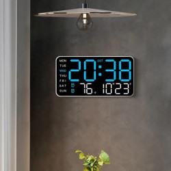 Ceas de perete digital mare, cu afișaj temperatură, dată, săptămână, telecomandă, ceas de masă alimentat prin USB, montat pe per