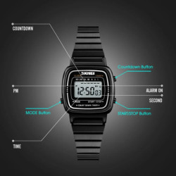 SKMEI 1901 Ceasuri de lux pentru femei, cadran mic, digital, crono, calendar, ceas de mână impermeabil pentru femei, ceas Montre