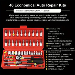46 buc Kit de scule de reparare auto, cheie dinamometrică cu clichet, cheie, șurubelniță, soclu, set combinat de scule, kit de s