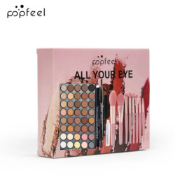 Set de machiaj pentru ochi POPFEEL, paletă de fard de pleoape cu 40 de culori, creion pentru sprâncene, rimel cu un set de pensu