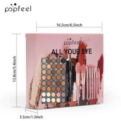 Set de machiaj pentru ochi POPFEEL, paletă de fard de pleoape cu 40 de culori, creion pentru sprâncene, rimel cu un set de pensu