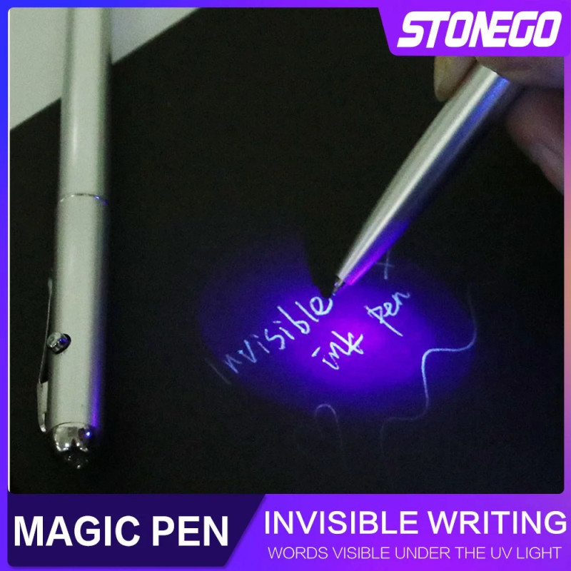 1 buc stilou cu cerneală invizibilă, pix din material plastic, cu bilă, cu lumină UV, magic secret, pix