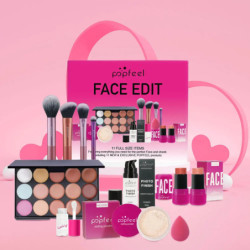 POPFEEL Kit de machiaj all-in-one fard de pleoape pudră luciu de buze Lipoil, cadou de Ziua Îndrăgostiților pentru fete și femei