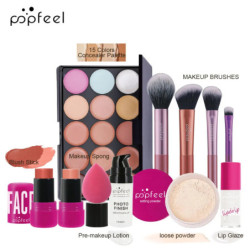 POPFEEL Kit de machiaj all-in-one fard de pleoape pudră luciu de buze Lipoil, cadou de Ziua Îndrăgostiților pentru fete și femei